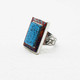 Beautiful Sterling Silver Rectangle Microfine Intarsia Turquoise Inlay Ring Beautiful Sterling Silver Rectangle Microfine Intarsia Turquoise Inlay Ring